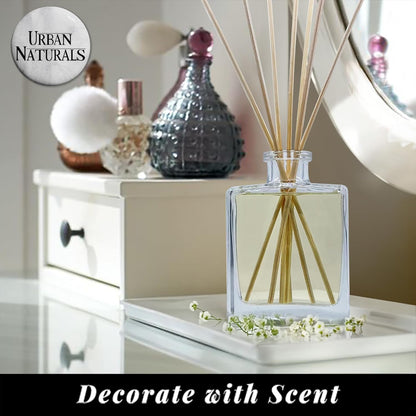 Urban Naturals Smoked Vanilla Reed Diffuser Set with Vanilla Bean, Sandalwood & Leather – 5 Ounce Sleek Black Rectangular Refillable Glass Bottle – Made in the USA