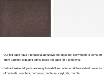 uxcell Felt Furniture Pads, 1.5-inch x 1-inch Self Adhesive Cuttable Anti Scratch Square Floor Protectors for Furniture Legs Hardwood Floor, Brown 16Pcs