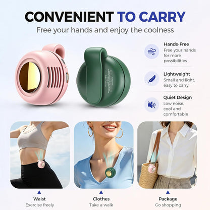 Portable Clip-On Fan, Mini Bladeless Waist Fan, 5100RPM 25dB Ultra-Quiet 3-Speed Rechargeable Small Whirlwind Fan, Hands-Free Personal Cooling for Outdoor Travel Office Camping with USB-C