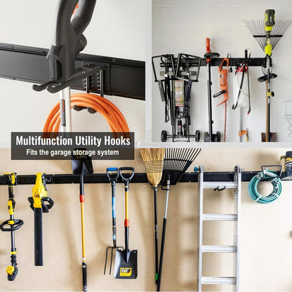 Aking Ace Garage Tool Organizer Wall Mount, 48-Inch Heavy Duty Garden Tool Rack for Shed, Holds 350lbs, Adjustable Storage Hanger for Shovel, Rake, and Power Tools