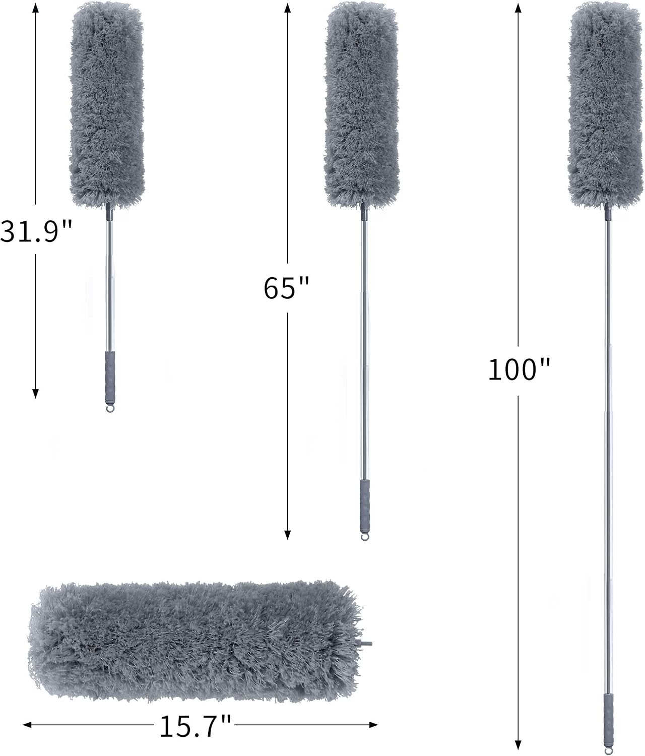 BOOMJOY Microfiber Feather Duster with 100 inches Extension Pole, Dusters for Cleaning High Ceiling, Fan, Blinds, Furniture