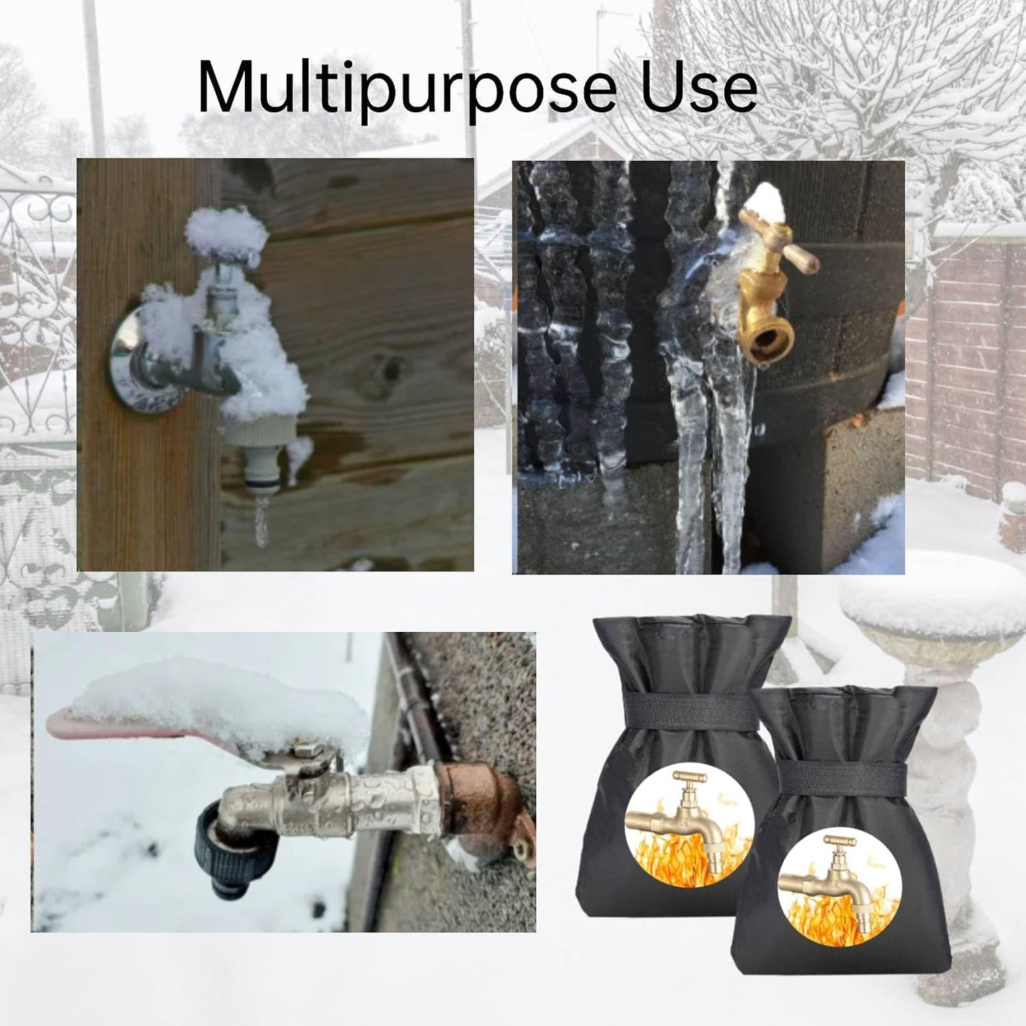 Outdoor Faucet Cover for Winter,2 Pack 7.9"H x 5.5"W Outside Faucet Covers for Pipe Freeze Protection,Reusable Insulated Outdoor Pipe Insulation Faucer Covers for Winter