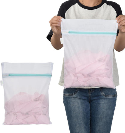 OTraki Large Mesh Laundry Bags 28x35 inch Zipper Mesh Lingerie Bags for Washing Delicates Net Laundry Mesh Bag Machine Washable for Dorm Hotel Camp Don't Drying, Melting 140-176℉, White