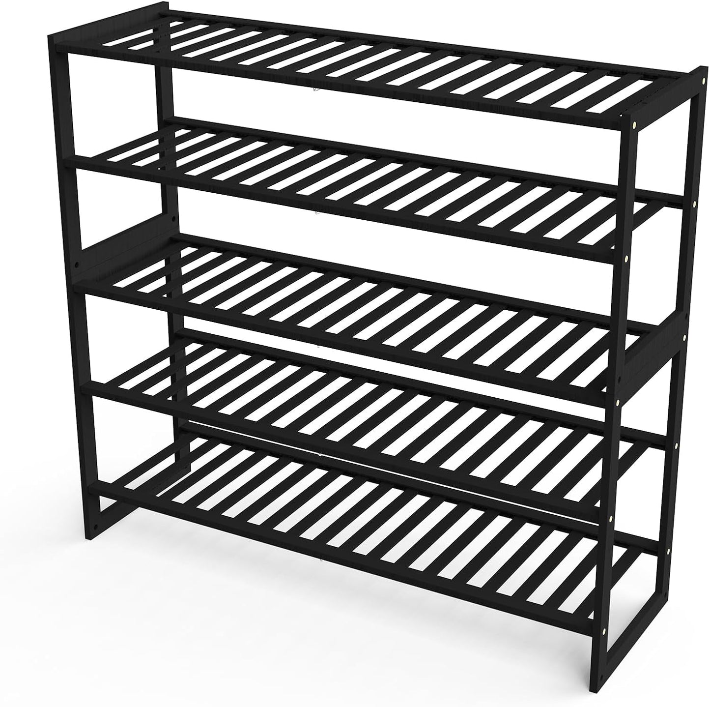 Jripae 5 Tier 32.5*10.5*30.3in Bamboo Shoe Rack for Closet Entryway Bedroom | Stackable Shoe Shelf Holder for Men/Women Hallway/Garage, Bookshelf, Flower Rack, Home Space Saving