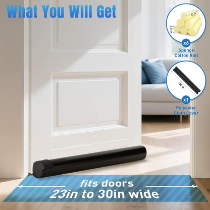 BlissTrends Door Draft Stopper Covers Gaps up to 2.36", Draft Stopper for Bottom of Door Soundproof, Windproof, Dustproof, Block Light, Insect Resistant, Under Door Draft Stopper 36 Inch (Black)