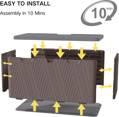 Kingdura 110 Gallon Outdoor Storage Box, Waterproof Resin Deck Box for Indoor and Outdoor Use, Lockable Storage Container for Patio Furniture Cushions Garden Tools (Coffee, 110 Gallon)
