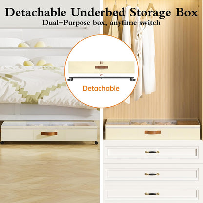 Yecaye Under Bed Storage with Wheels, 2 Pack Under Bed Storage Containers with Adjustable Dividers & Clear Lid, Rolling Underbed Organizer Bins Drawer for Clothes, Shoes, Blankets(30.3 x 16 x 6.7in)
