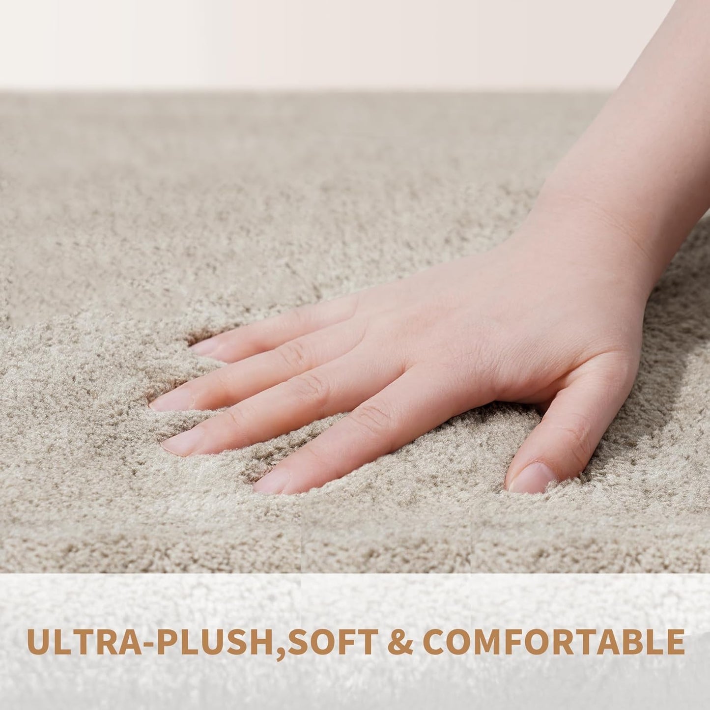Bullnose Stair Treads Non Slip 9.5" x 32", 14 Pcs Ultra Plush Carpet Stair Treads for Wooden Steps Indoor with Edge Protection, Reusable Peel and Stick TPU Backing Stair Runner Rugs - Beige Gray