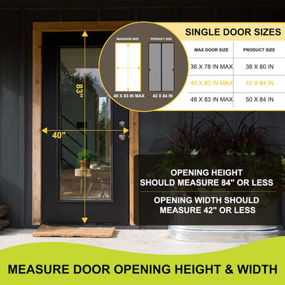 Magnetic Screen Door -Fit for Door Size:32x80 Inch, Hands Free Mesh Partition, Heavy Duty Screen Door Mesh Curtain Keeps Bugs Out, Frame Hook & Loop, Pet and Kid Friendly, Itself Size 34x82