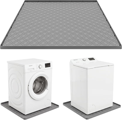 33 x 31 Inch Washing Machine Drain Pan, Silicone Washer Pan, Black | 2cm Raised Waterproof Edge, Washer and Dryer Mat for Floor Protection, Fits Standard & Large Washers Up to 5.0 Cu.Ft.