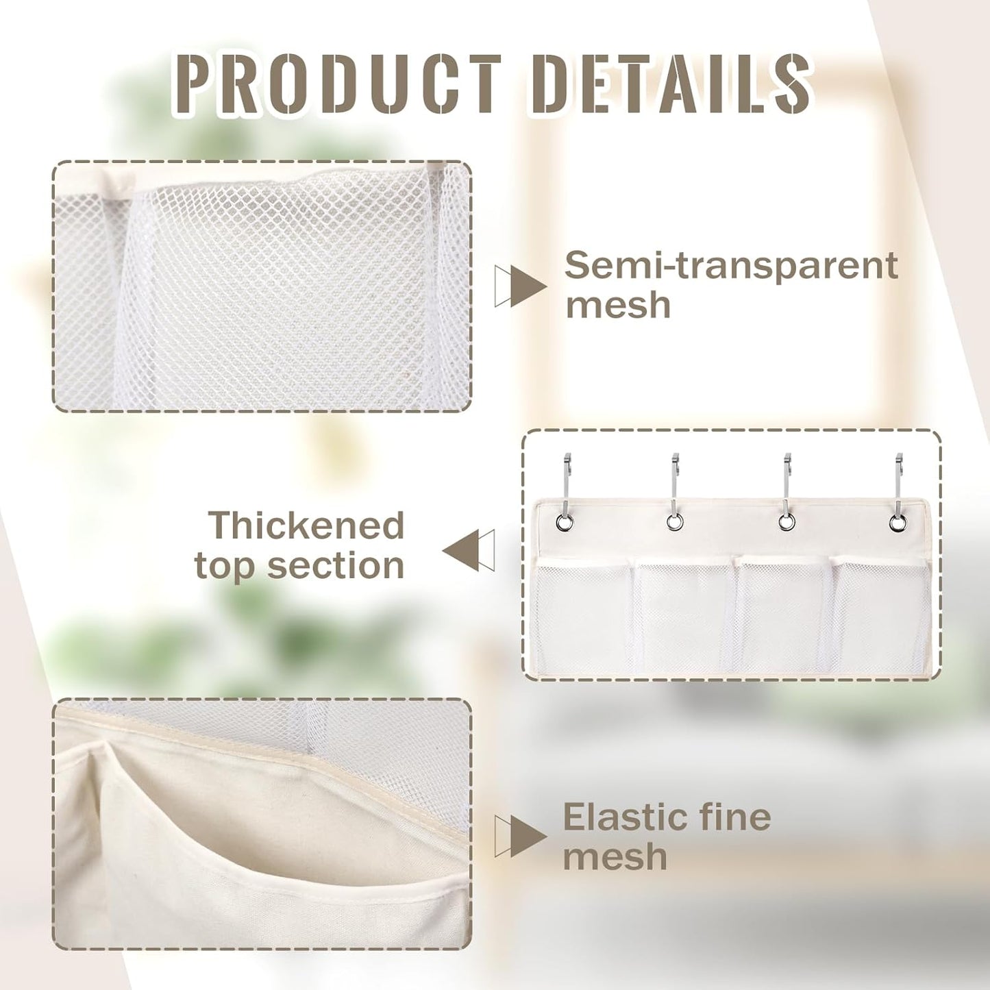 SATINIOR 19 x 51 Inch Canvas over The Door Closet Organizer with 20 Mesh Pockets 4 Large Pockets Multifunctional Closet Hanging Storage Organizer with Hooks for Pantry Laundry Bathroom Nursery