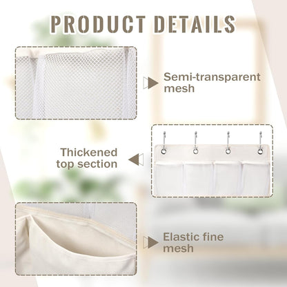 SATINIOR 19 x 51 Inch Canvas over The Door Closet Organizer with 20 Mesh Pockets 4 Large Pockets Multifunctional Closet Hanging Storage Organizer with Hooks for Pantry Laundry Bathroom Nursery