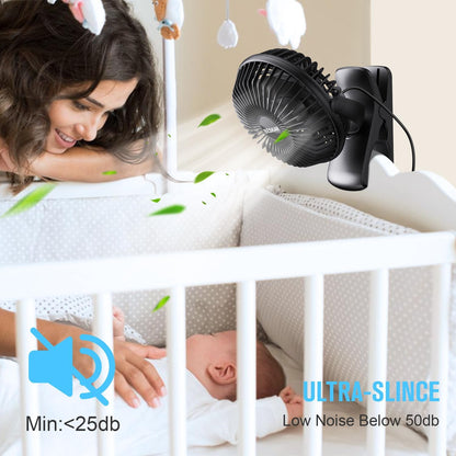 BESKAR Clip on Fan, Portable Small Desk Fans with Strong Airflow, 3 Speeds with Personal Fans Sturdy Clamp, Quiet Desk Fan & Clip Fan with USB Cord Powered - No Battery