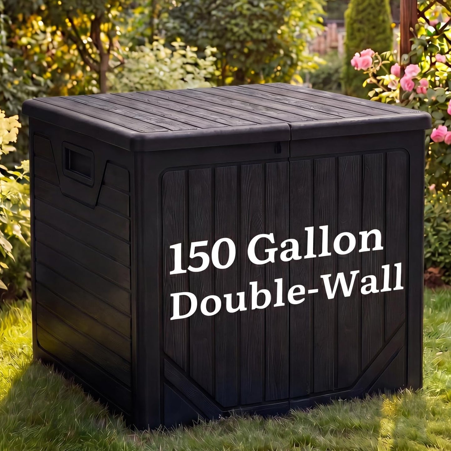 YITAHOME 100 Gallon Large Outdoor Deck Box | Waterproof Resin Storage Box, Lockable Indoor Outdoor Storage Container for Patio Furniture Cushions, Pool Accessories