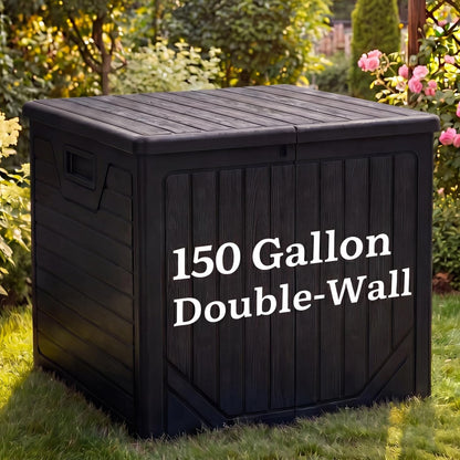 YITAHOME 100 Gallon Large Outdoor Deck Box | Waterproof Resin Storage Box, Lockable Indoor Outdoor Storage Container for Patio Furniture Cushions, Pool Accessories