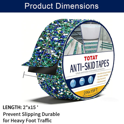 Waterproof Tape for Pools, 4" x15FT Heavy Duty Anti Slip Stair Treads Outdoor Tape Non-Slip Rubber Grip Tape Shower Strips Slip Resistant Tape Traction Tape for Stairs Showers Bathroom Trails