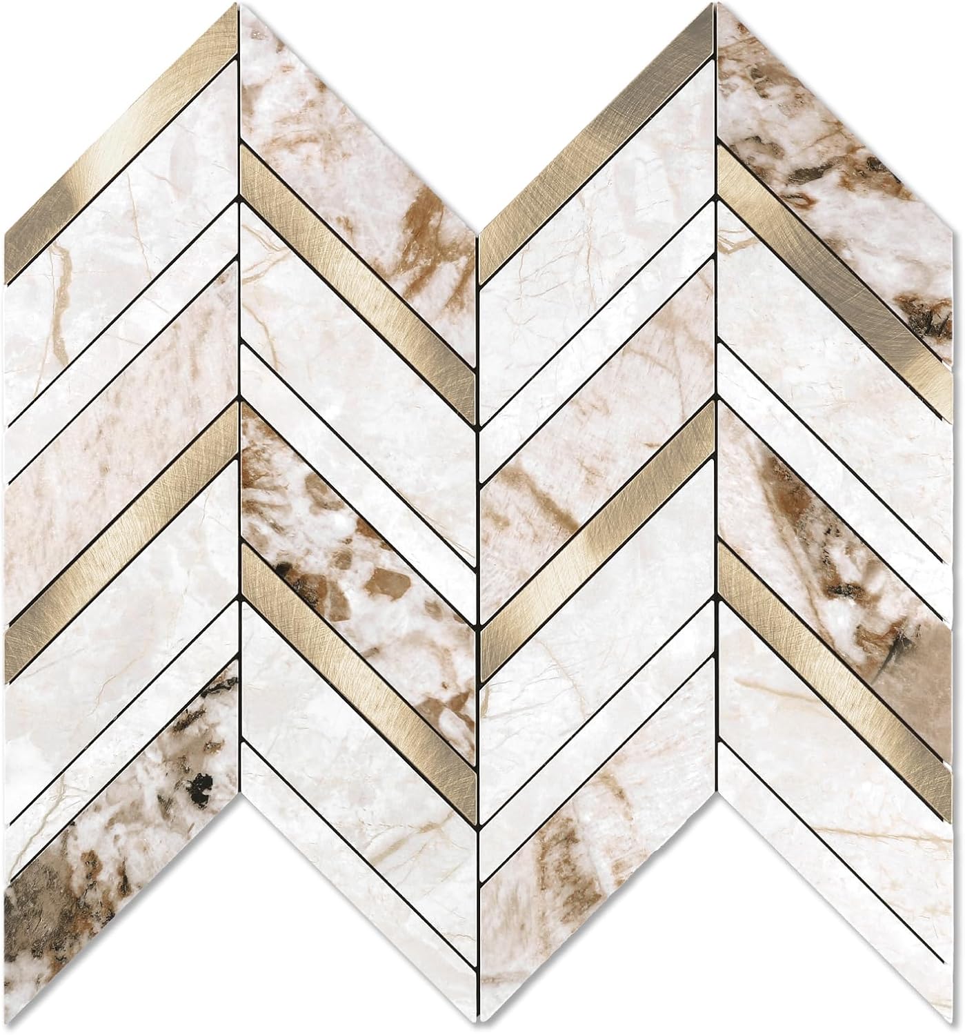 Yipscazo 10-Sheet Herringbone Backsplash Peel and Stick Tile, Polished White PVC Stick on Backsplash for Kitchen, Waterproof Self Adhesive Wall Tile for Bathroom