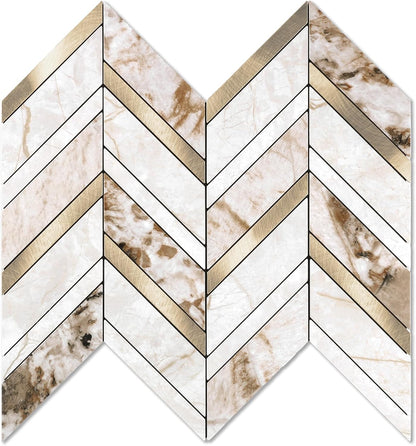 Yipscazo 10-Sheet Herringbone Backsplash Peel and Stick Tile, Polished White PVC Stick on Backsplash for Kitchen, Waterproof Self Adhesive Wall Tile for Bathroom