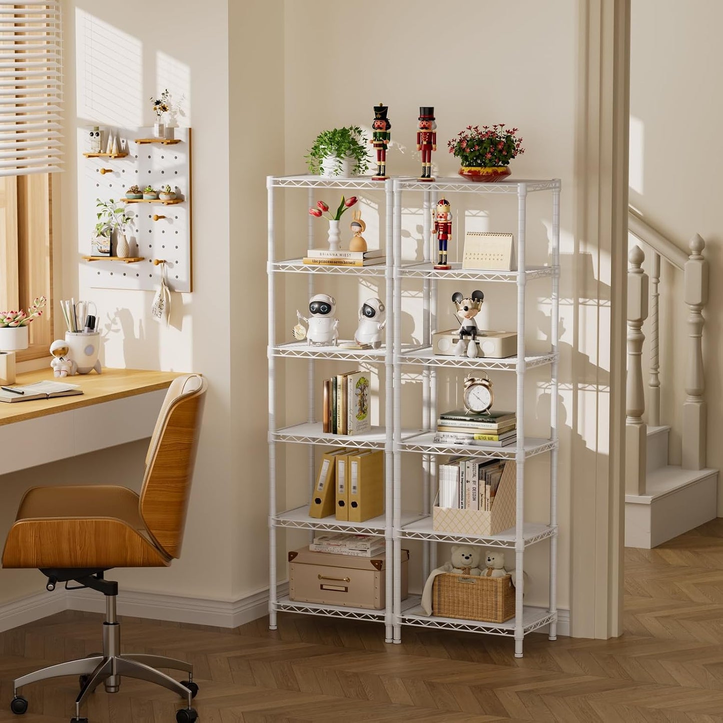 Golpart 4 Tier Adjustable Storage Shelves Metal Utility Shelf Wire Shelving Unit Organizer Rack for Home Kitchen Office Bathroom Pantry Room 12" D x 18" W x 44" H