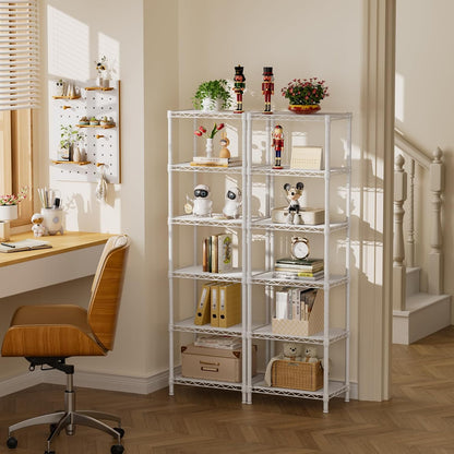 Golpart 4 Tier Adjustable Storage Shelves Metal Utility Shelf Wire Shelving Unit Organizer Rack for Home Kitchen Office Bathroom Pantry Room 12" D x 18" W x 44" H