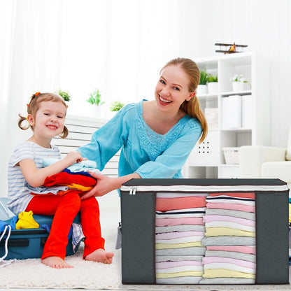 90L Large Storage Bags, 6 Pack Clothes Storage Bins Foldable Closet Organizers Storage Containers with Reinforced Handle for Clothing, Blanket, Comforters, Bed Sheets, Pillows and Toys (Gray)