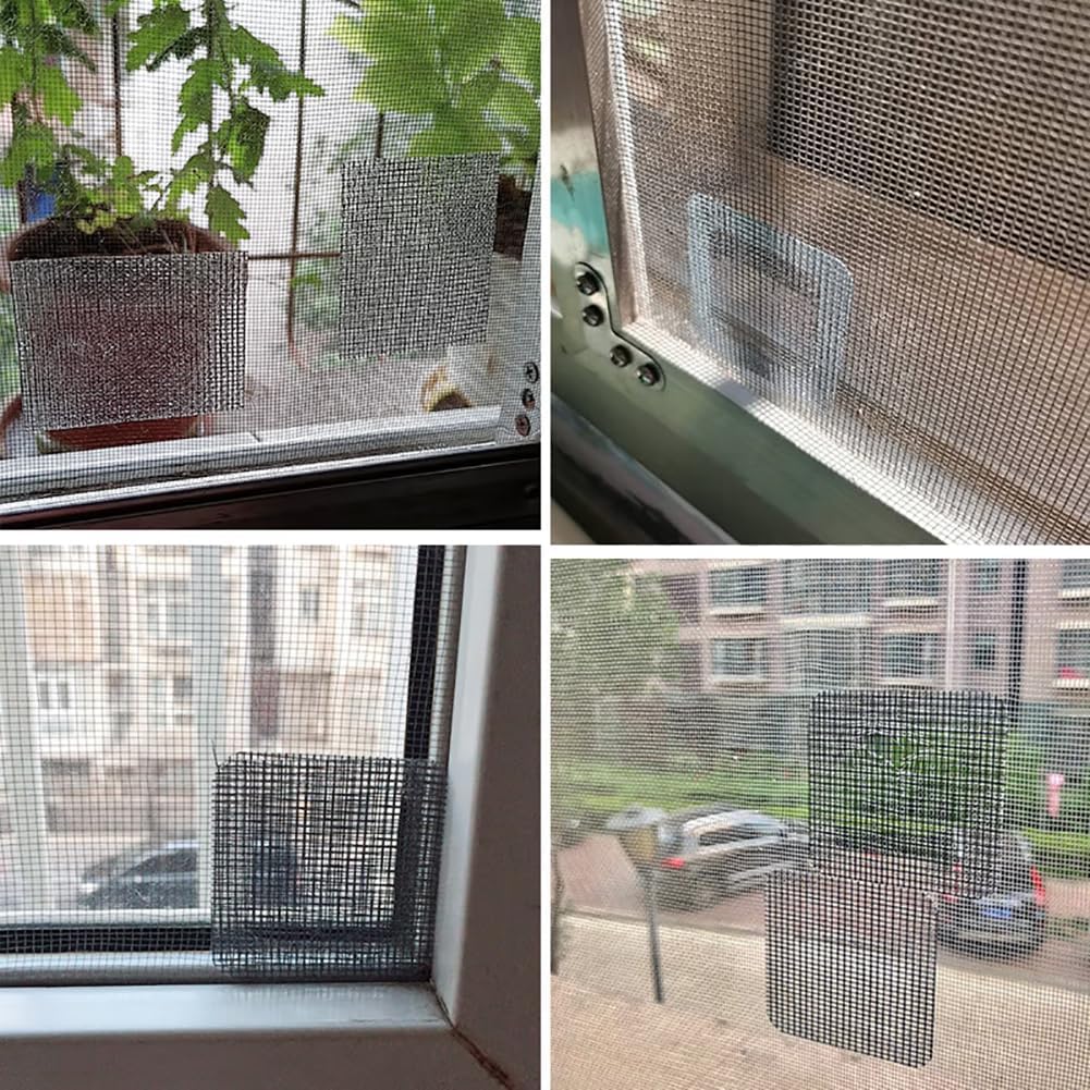 30 Pcs 10 x 10 cm Self Adhesive Window Screen Repair Patches Black Window Screen Repair Tape Screen Door Mesh Repair Tape Screen Door Hole Covers
