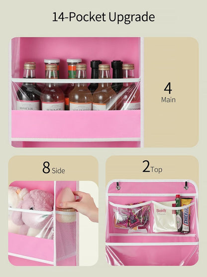 Yecaye 5 Tier Over the Door Organizer, Swing-proof Door Organizer Hanging with Clear PVC Windows, Behind the Door Storage for Bedroom Nursery Closet Laundry Pantry Bathroom, Grey