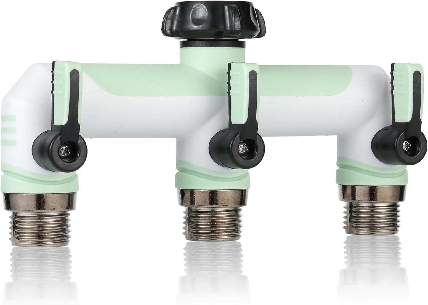ATAOSGRGarden Hose Splitter 3 Way, 3/4" Outdoor Faucet Splitter, Tap Connector with On/Off Valves and Extended Handle, Tap Adapter Garden Hose Connector for Garden Outdoor Home - Greens