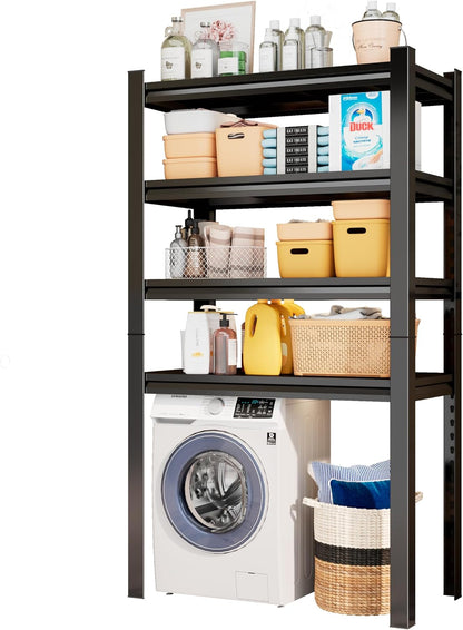 Over Washer and Dryer Shelves, Laundry Room Shelves Adjustable Metal Heavy Duty Freestanding Storage Shelves, Washing Machine Rack for Organization and Storage, Black (Black, 63''H*35.43''W*11.81''D)