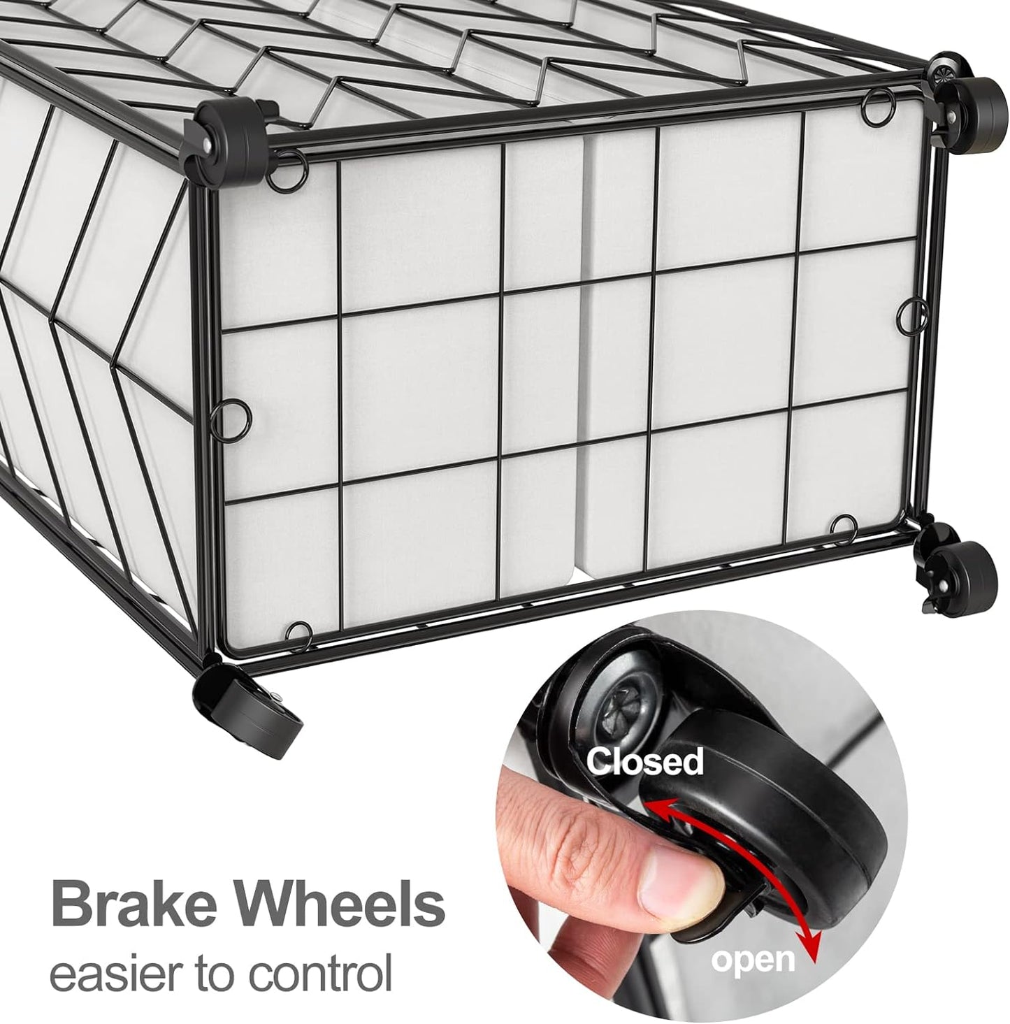 WOWLIVE Laundry Basket with Wheels, 142L Laundry Hamper 3 Section with Lid, Dirty Clothes Hamper with Removable Bags, Large Capacity Iron-Made Laundry Basket Organizer Laundry Sorter for Dorm, White