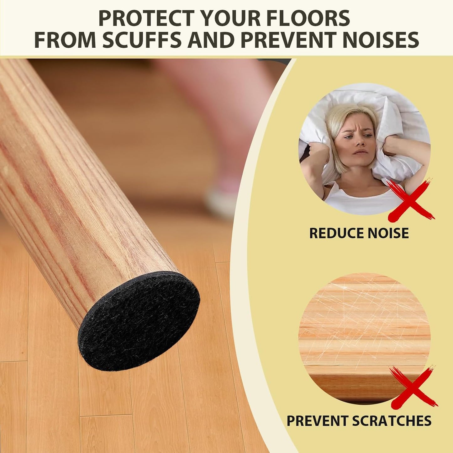 Ezprotekt Felt Furniture Pads for Hardwoods Floors, 440 PCS Self Adhesive Felt Pads for Chairs, Cuttable Anti-Scratch Furniture Feet Floor Protectors for Chair Sofa Bed Table Cabinet (Black)