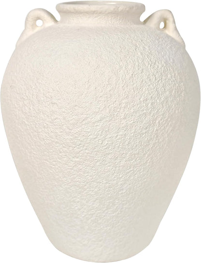 5.9" Small White Round Ceramic Vase, Coffee Table Shelf Decor
