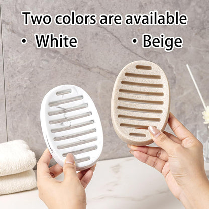 Soap Dish, Bar Soap Holder, Travertine Stone Look, Off White | Self Draining,Sponge Holders Tray for Shower,for Dispenser,Scrubber,Bottle,Cup on Bathroom Kitchen Bathtub Sink or Counter