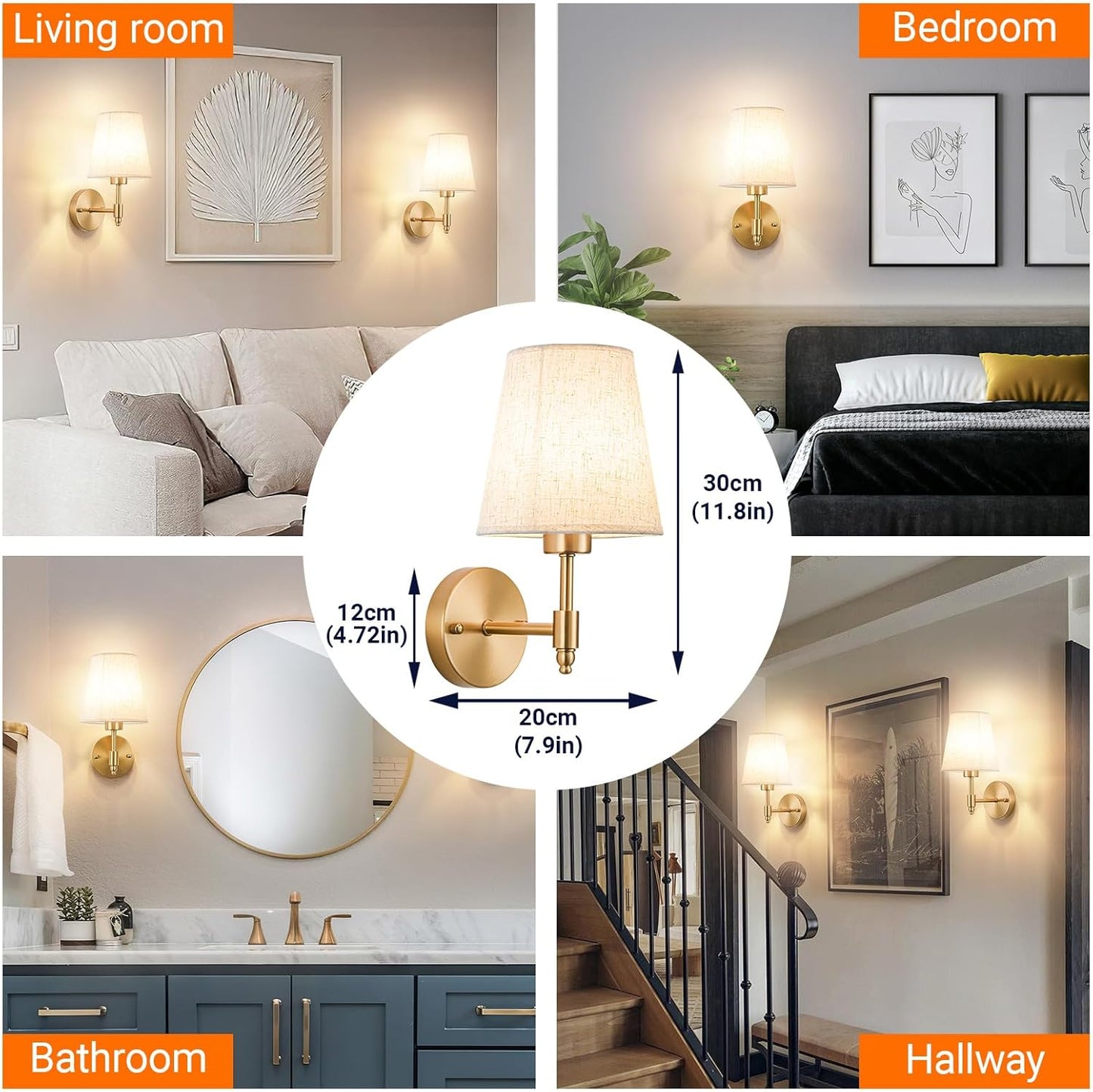 Wall Sconce Battery Operated Wall Light Fixure with Remote Control, Dimmable Battery Operated Wall Sconces Set Of Two, Indoor Wireless Wall Mounted Lamp with Rechargable Bulb For Bedroom Living Room (