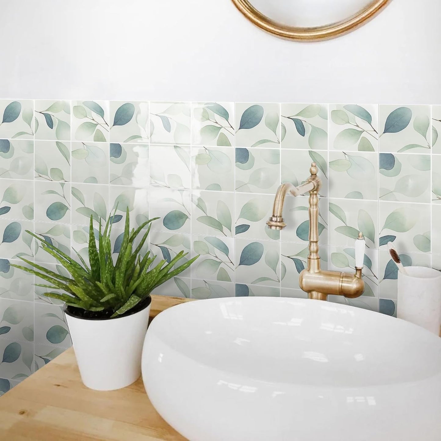 Peel & Stick Tile Stickers Waterproof Self-Adhesive Backsplash Stickers for Kitchen Bathroom Decor 10 Pack 11.8''x11.8'' (Light Green)