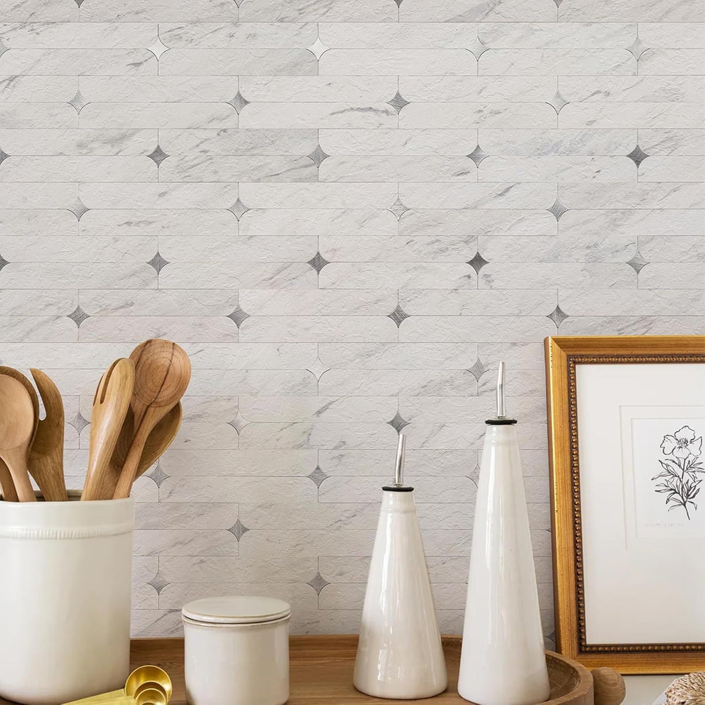 Peel and Stick Backsplash Tile, 10 Sheets Waterproof PVC Wall Tiles for Kitchen Bathroom, Thick Self Adhesive Stick on Backsplash, Covers 9.67 Sq.Ft
