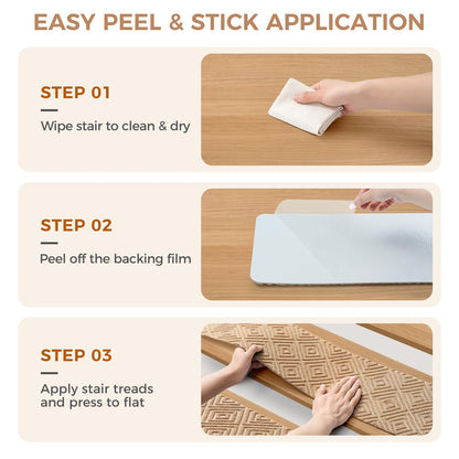 BAGAIL 15 Pack Non-Slip Stair Treads for Wooden Steps, 8"x30" Peel and Stick Carpet Stair Runners, Machine Washable Indoor Step Covers with No-Residue Adhesive for Dogs, Kids & Elderly - Bluish Grey