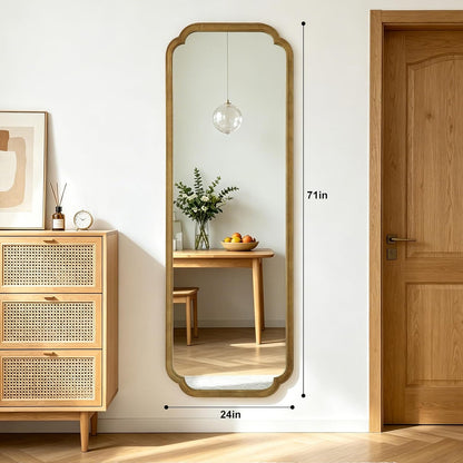 WallBeyond Full Length Mirror Wall Mounted 65"x22", Rustic Wooden Frame Floor Mirror, Large Full Body Mirror for Bedroom, Leaning or Hanging Against Wall, Natural