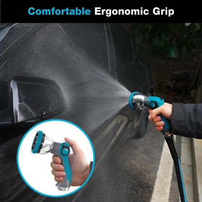 Besiter Garden Hose Nozzle Sprayer: 2 Pack 10 Watering Patterns Spray Nozzles Heavy Duty Metal Hose Head Hose Attachment, Thumb Control On Off Valve