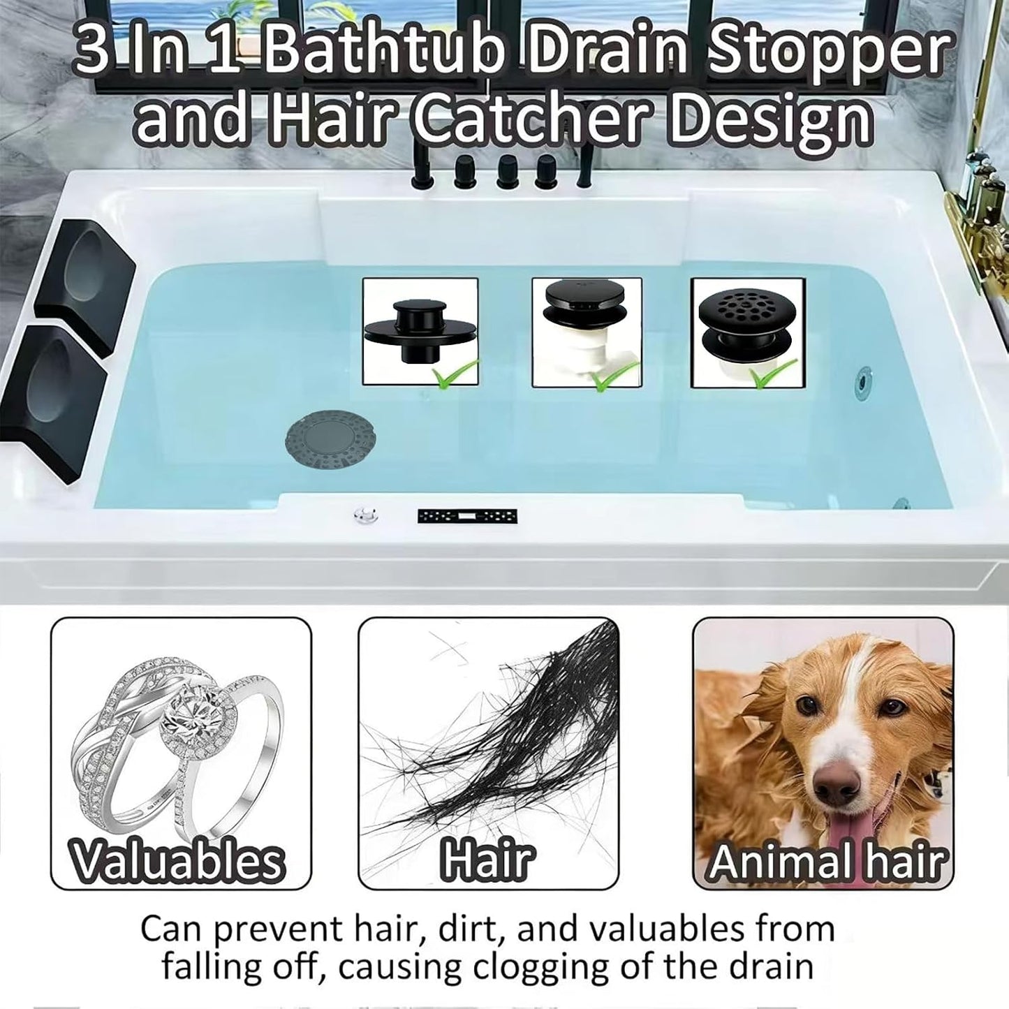AzWzz Bathroom Sink Stopper,Sink Hair Catcher,Bathroom Sink Drain Strainer Pop Up Drain Cover Plug,Universal for 1.1 to 1.65in Sink Drain Hole