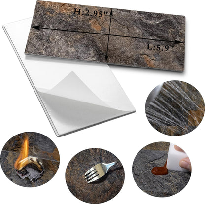 AULIGET 100 Piece Rust Slate Peel and Stick Backsplash Wall Tiles, 3" x 6" PVC Faux Stone Stick on Tiles for Backsplash Kitchen, Bathroom, Laundry Room, Camper, Fireplace