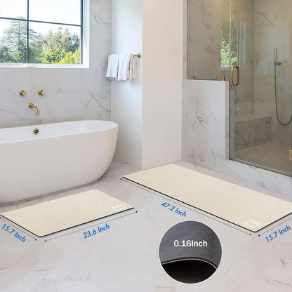 Diatomaceous Earth Bath Mat Rugs Super Absorbent Diatomite Stone Bath Mat Non Slip Quick Dry Thin Bathroom Mat Fit Under Door, Floor Rugs in Front of Bathtub, Shower Room, Sink,15.7"x23.6", Grey