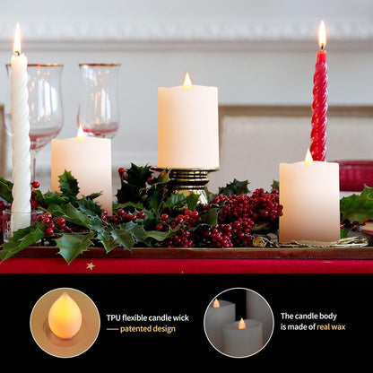 3x3 Flickering Flameless Candles Set of 2, 2AA Battery Life 600 Hours Battery Candles Flickering with Timer,3 inch Flameless Candles with Remote for Indoor/Outdoor, Ivory