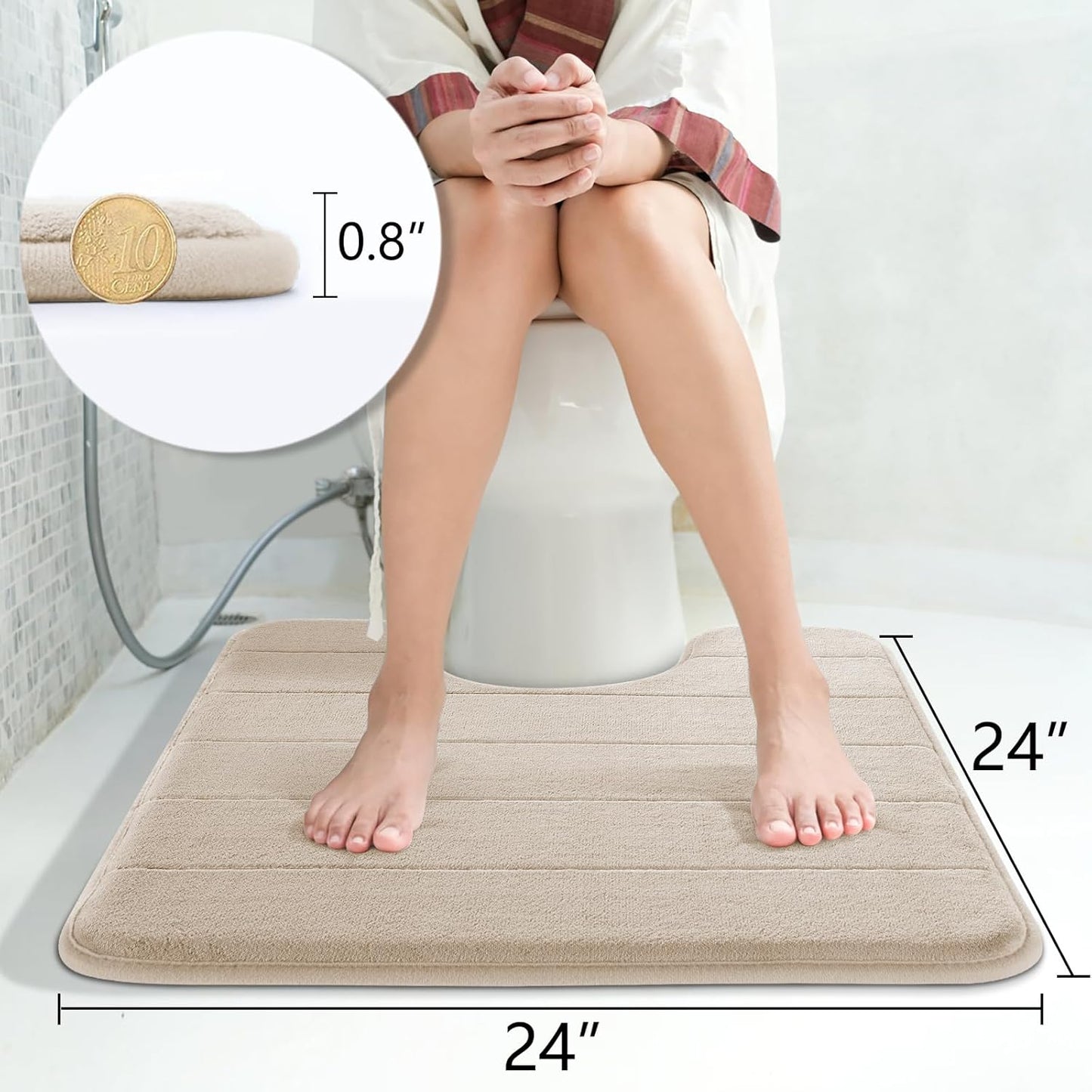 Yimobra Memory Foam Bath Mat, Super Soft Absorbent Bathroom Rug Non Slip, Quick Dry, Machine Washable Floor Carpet for Tub Shower, Home Decor Accessories, 24x17, Grey
