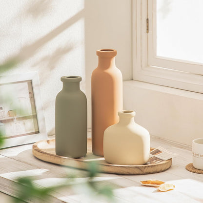 Bud Vase - Flower Vase Set - Decorative Vases - Ceramic Small Vase Set of 3 for Centerpieces - Ice Creak for Decor - Modern Decoration Vases for Home Farmhouse Table Office, Mini Vase by Lyeec