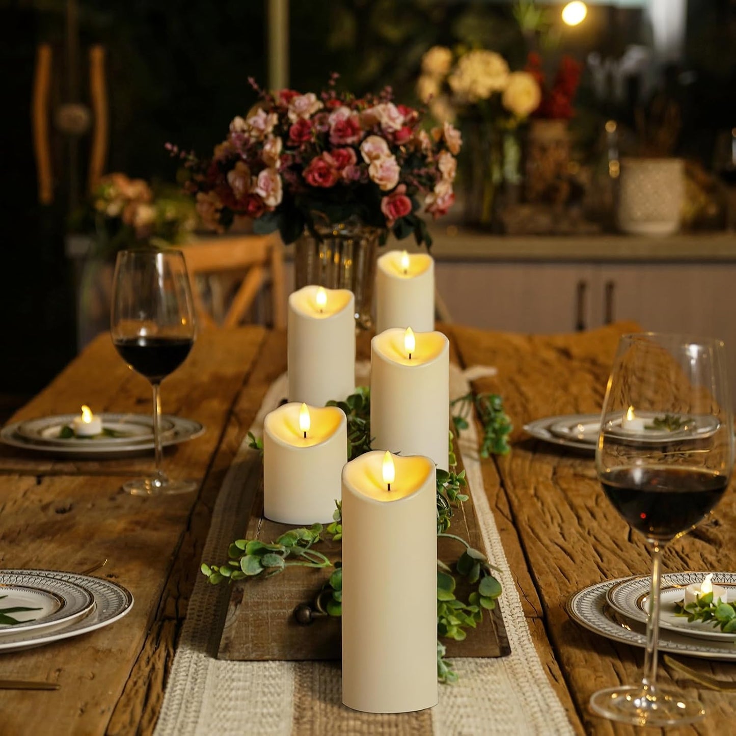 Homemory Dripping Wax Flameless Candles, Battery Operated Candles with Remote Control and Timers, LED Pillar Candles, Electric Fake Candles, 3" x 6", Set of 2