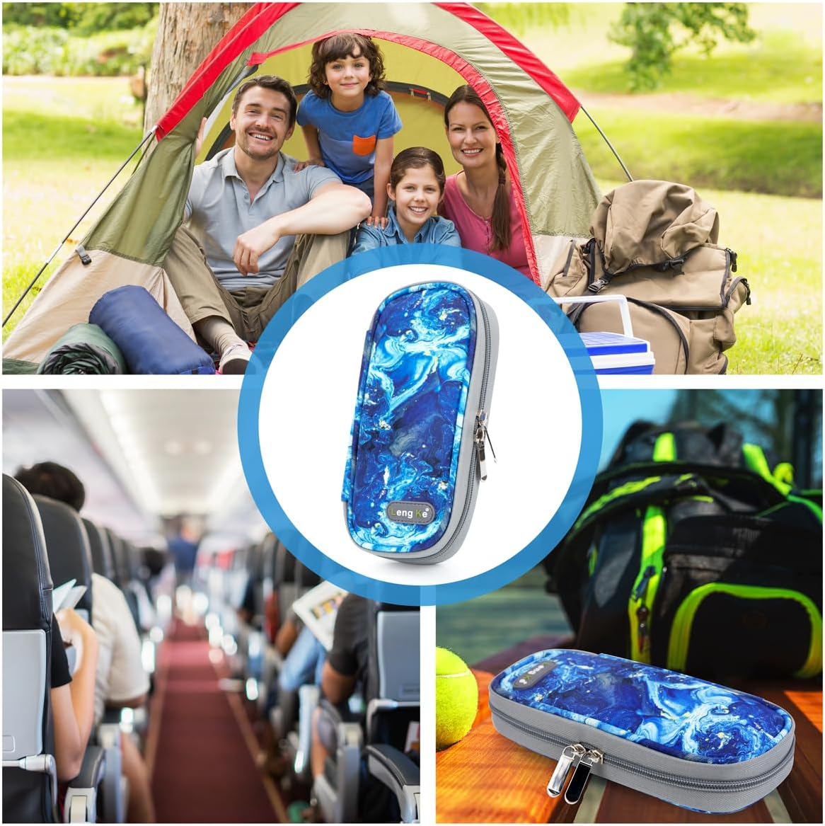 YOUSHARES Insulin Cooler Travel Case with Temperature Display - Refrigerated Medicine Cooling Bag with 2 TSA Approved Ice Pack, Medication Pen Diabetic Supplies Organizer for Trip and Daily