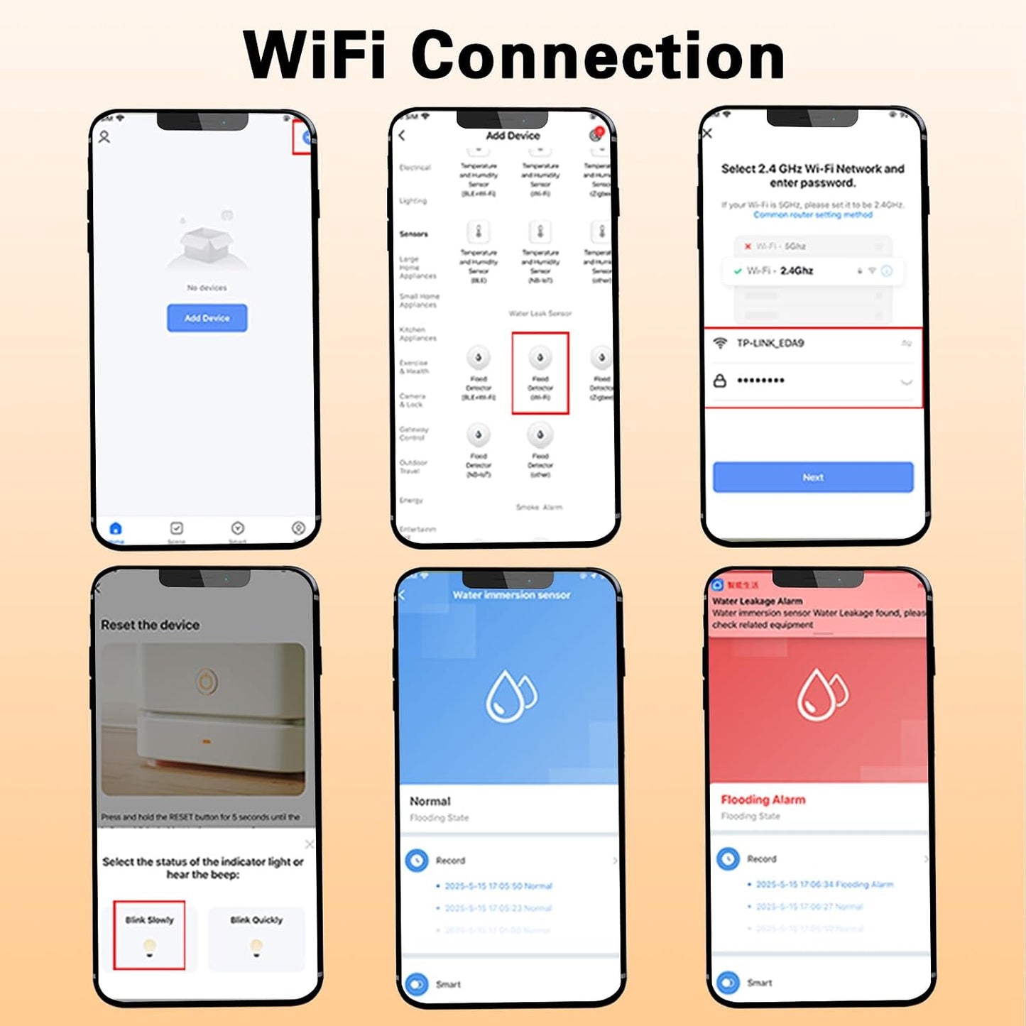 Water Alarm Leak Detector, Water Leak Detector with Cable, 100dB Adjustable Sound Alarm & Real-Time App Alerts WiFi Water Sensor for Home, Kitchen, Bathroom, Warehouse, 3 Packs