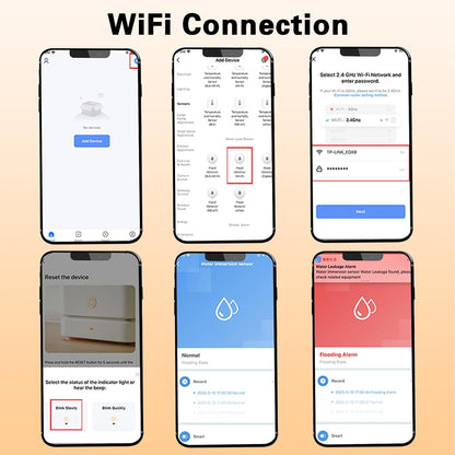 Water Alarm Leak Detector, Water Leak Detector with Cable, 100dB Adjustable Sound Alarm & Real-Time App Alerts WiFi Water Sensor for Home, Kitchen, Bathroom, Warehouse, 3 Packs