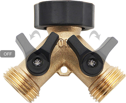 Lifynste 2 Way Brass Hose Splitter, 3/4" Brass Hose Connectors, Y Connector Garden Hose Adapter Connector, 1 Pack